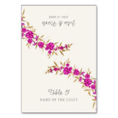 パープル ワイルド トランペット ヴァイン フラワー ウェディング プレース カード (正面)