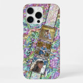 パープル ヴァイオレット ブルー ターコイズ ピンク 大理石模様 iPhoneケース (裏面)