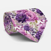 パープル ヴィオレット ピオニー ピオネーズ フラワーリング ネクタイ (ロール)