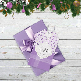 パープル ヴィンテージ クリスマス オーナメント タータンチェック ギフトタグ