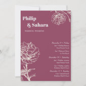 パープル ヴィンテージ フラワーズ ウェディング アイテム 招待状 (正面)