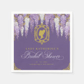 パープル ヴィンテージ ブライダル シャワー スタンダードカクテルナプキン (正面)