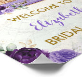 パープル ヴィンテージ マップ トラベル ブライダル シャワー ウェルカム ポスター (角)