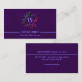 パープル ヴィンテージ ミニマル モダン タトゥースタジオ 名刺 (正面/裏面)