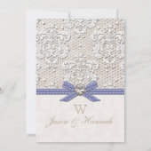 パープル ヴィンテージ レースとパールの豪華な結婚式 招待状 (裏面)