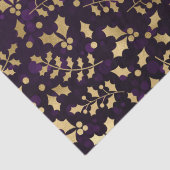 パープル《写真》ぼけ味とゴールドフォイルクリスマスホリー 薄葉紙 (詳細)