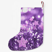 パープル《写真》ぼけ味フェイクグリッター&スターズ スモールクリスマスストッキング (裏面)