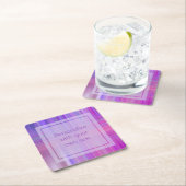 パープル《写真》ぼけ味プレイドカスタム文字 スクエアペーパーコースター (インサイチュ)