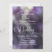 パープル《写真》ぼけ味ライト&タイポグラフィ32結婚の3 招待状 (正面)