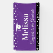 パープル 卒業パーティー バナー カスタム名 横断幕 (縦)
