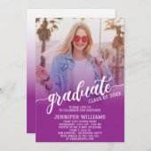 パープル |卒業写真グラード大学院パーティー 招待状 (正面/裏面)