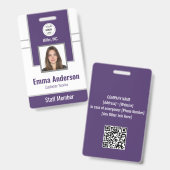 パープル | 従業員の写真ID会社セキュリティ バッジ (正面＆裏面)