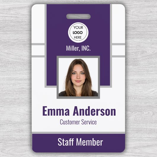 パープル | 従業員の写真ID会社セキュリティ バッジ