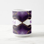 パープル&感動的金ゴールドガールエレガント コーヒーマグカップ (中央)