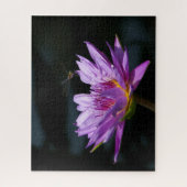 パープル《植物》スイレンドラゴンフライジグソーパズル ジグソーパズル (縦)