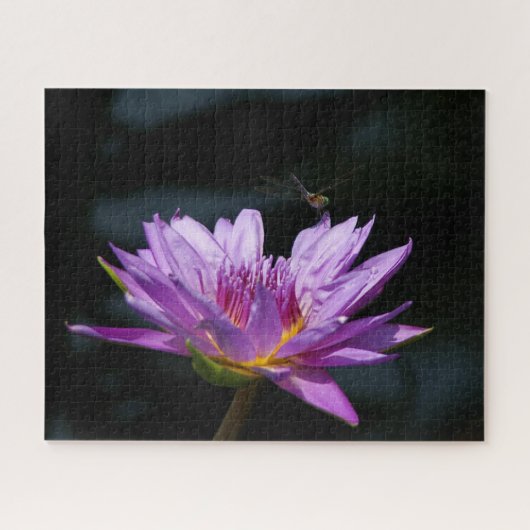 パープル《植物》スイレンドラゴンフライジグソーパズル ジグソーパズル (横)