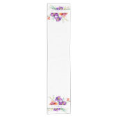 パープル・水彩画のアイリス - 名前をカスタマイズ ショートテーブルランナー (正面)