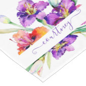 パープル・水彩画のアイリス - 名前をカスタマイズ ショートテーブルランナー (コーナー)