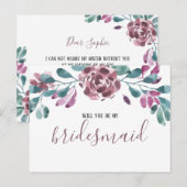 パープル・水彩芍薬のウェディングパーティーの招待状 インビテーションポストカード (正面/裏面)