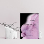 パープル・水彩・ブラックの結婚式 招待状