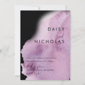 パープル・水彩・ブラックの結婚式 招待状 (正面)