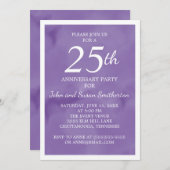 パープル・水彩 25周年 結婚記念日パーティー 招待状 (正面/裏面)