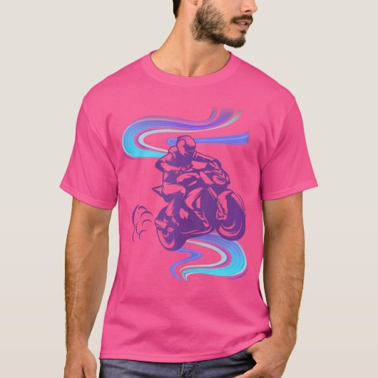 パープル+渦巻き+オートバイ Tシャツ (正面)