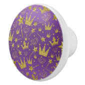 パープル&王室の金ゴールドグリッターガールズプリンセスデコール セラミックノブ (右)