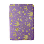 パープル&王室の金ゴールドグリッターガールズプリンセス バスマット (正面縦)