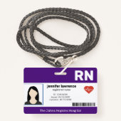 パープル |病院の医療従事者の写真ID バッジ (正面ランヤード)