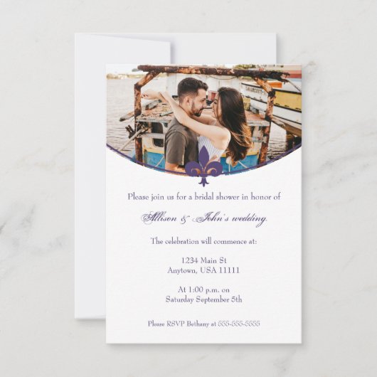 パープル(紋章の)フラ・ダ・リフォトブライダルシャワー招待状 招待状 (正面)