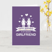 パープル |素晴らしいガールフレンド |ハッピーバースデー カード (黄色い花)