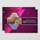 パープル 結婚記念日 フォト 招待状 (正面/裏面)