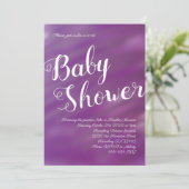パープル&薄紫ベビーシャワー共同男女兼用編 招待状 (スタンド正面)