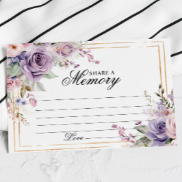 パープル&赤面バラ葬儀共有メモリカード 出欠カード