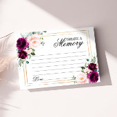 パープル&赤面バラ葬儀共有メモリカード 出欠カード