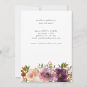 パープル&赤面ピンクフローラブライダルシャワーV2大 招待状 (裏面)