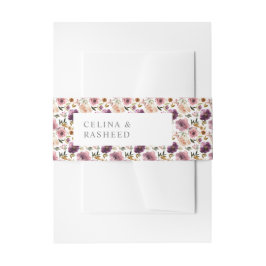 パープル&赤面ピンクフローラ招待状用帯 招待状ベリーバンド