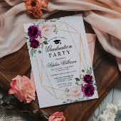 パープル&赤面ピンクローズ卒業パーティー 招待状