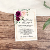 パープル&赤面ピンクローズ悔やみや弔慰メモリ サンキューカード