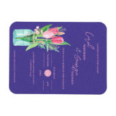 パープル&赤面フローラメイスンジャー結婚式招待状 マグネット (横)