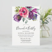 パープル&赤面ブライダルシャワーブランチ&バブリー 招待状 (スタンド正面)