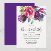 パープル&赤面ブライダルシャワーブランチ&バブリー 招待状 (正面/裏面)