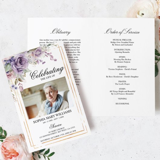 パープル&赤面葬儀プログラム |サービスの順序