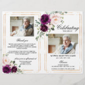 パープル&赤面葬儀プログラム |サービスの順序 (正面)