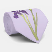 パープル&金ゴールドアイリスウォーター結婚カラー ネクタイ (ロール)