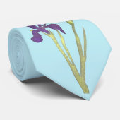 パープル&金ゴールドアイリスウォーター結婚カラー ネクタイ (ロール)