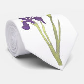 パープル&金ゴールドアイリスウォーター結婚カラー ネクタイ (ロール)