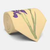 パープル&金ゴールドアイリスウォーター結婚カラー ネクタイ (ロール)