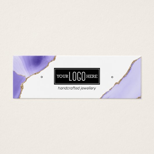 パープル&金ゴールドアゲートイヤリングロゴディスプレイ (正面)